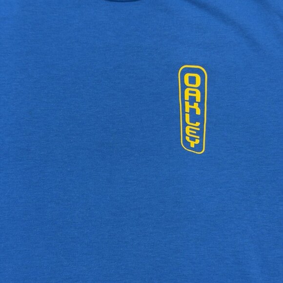 Oakley T Shirt Mens Size Large Blue Graphic Logo Tee Short Sleeve Regular Fit - Picture 4 of 4